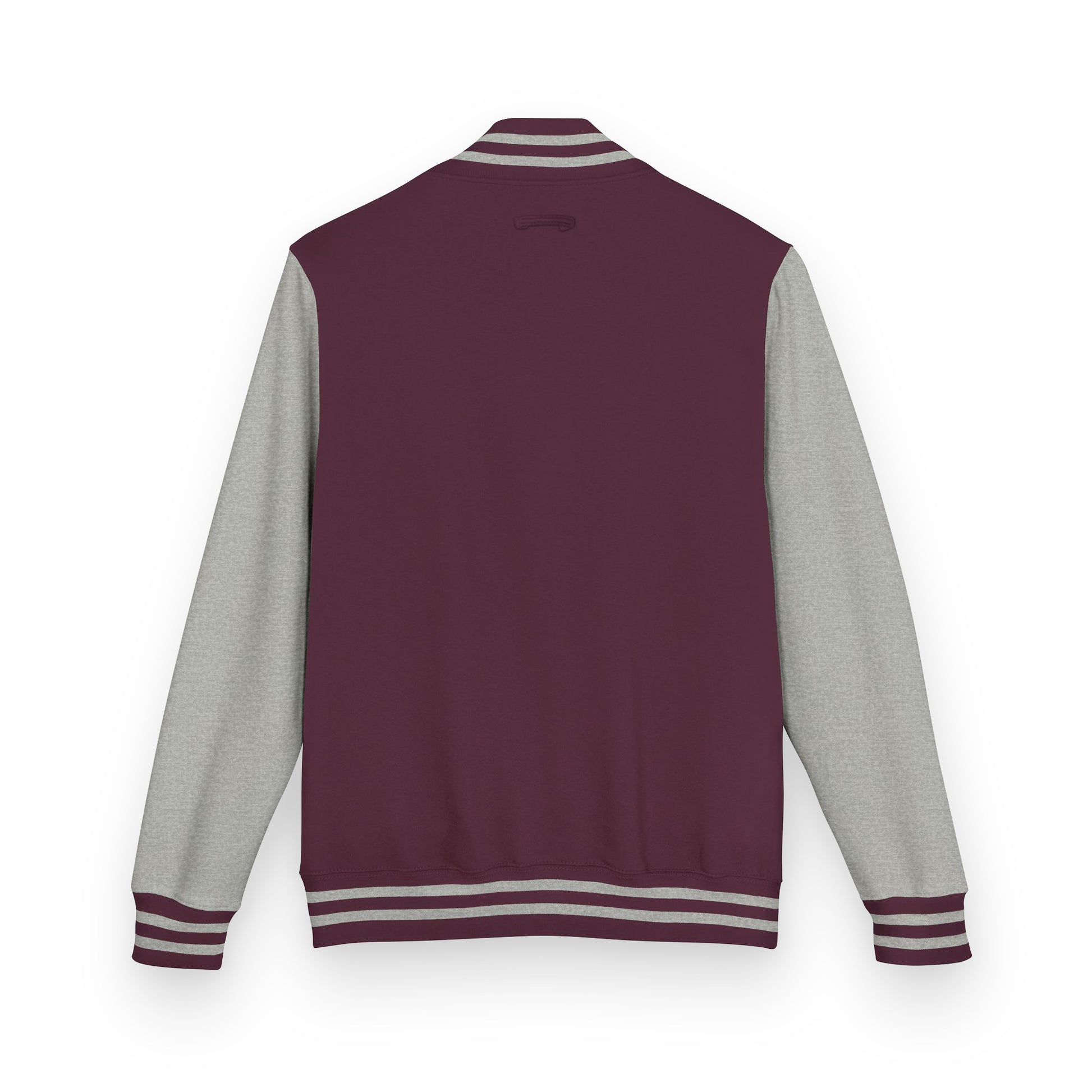 Maroon and gray varsity jacket 