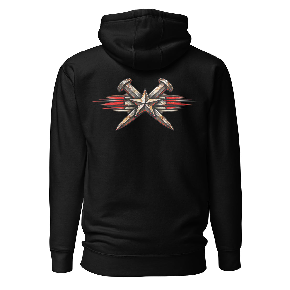 Black Just One More Train Grunge premium hoodie, back view