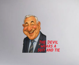 The Devil Wears a Suit and Tie Graphic Tee – Bold Caricature T-Shirt