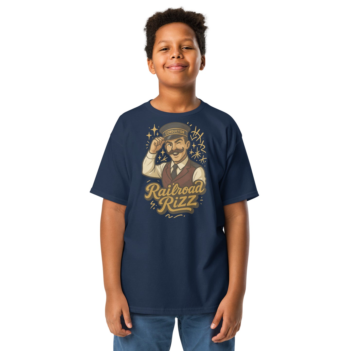 Railroad Rizz Youth T-Shirt | Fun Train Conductor Tee for Kids