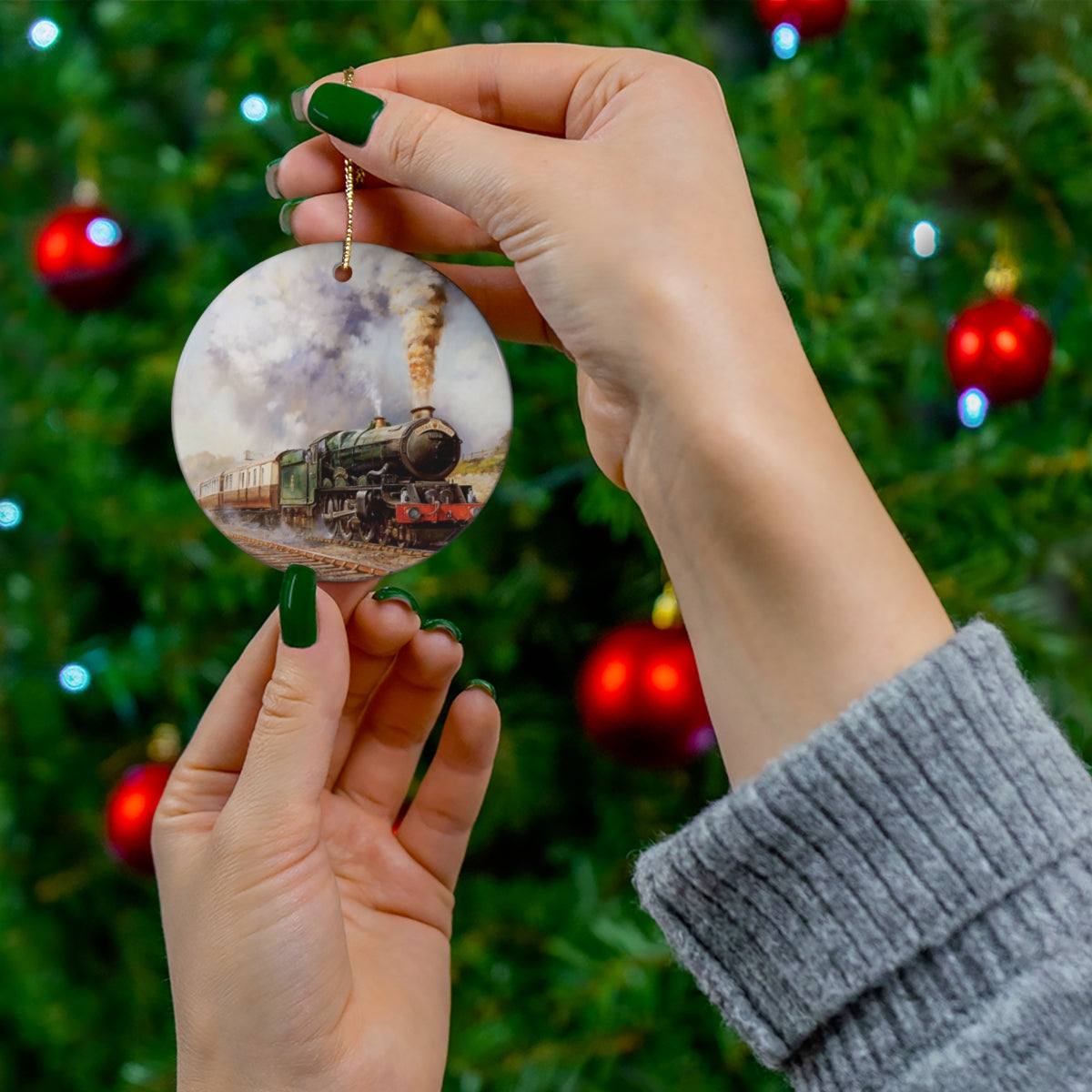Steam Train Ceramic Christmas Ornament - Broken Knuckle Apparel