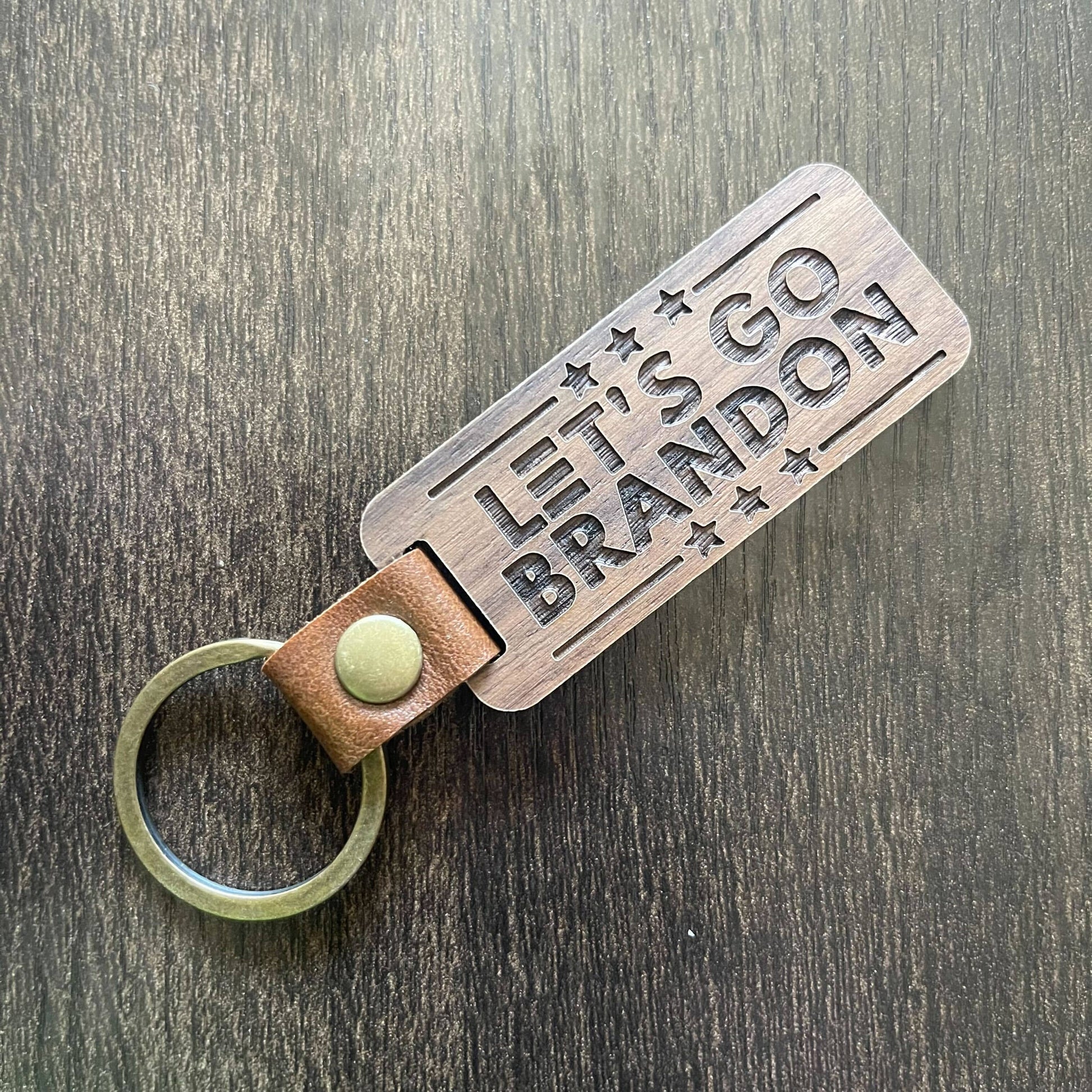 Let's Go Brandon - Wooden Keychain - Broken Knuckle Apparel