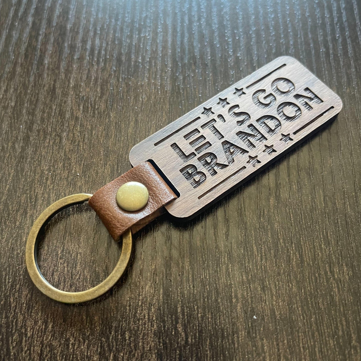 Let's Go Brandon - Wooden Keychain - Broken Knuckle Apparel