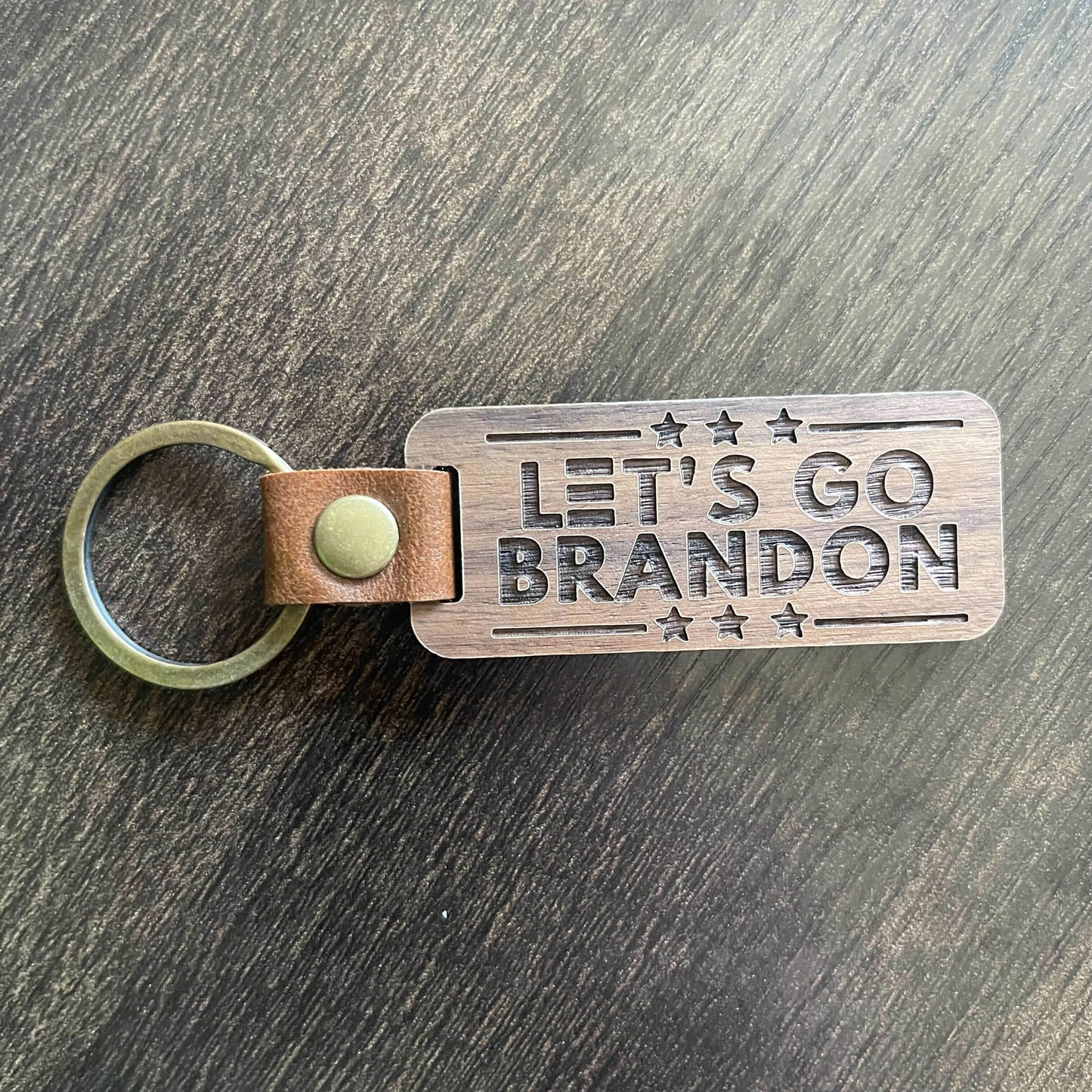 Let's Go Brandon - Wooden Keychain - Broken Knuckle Apparel