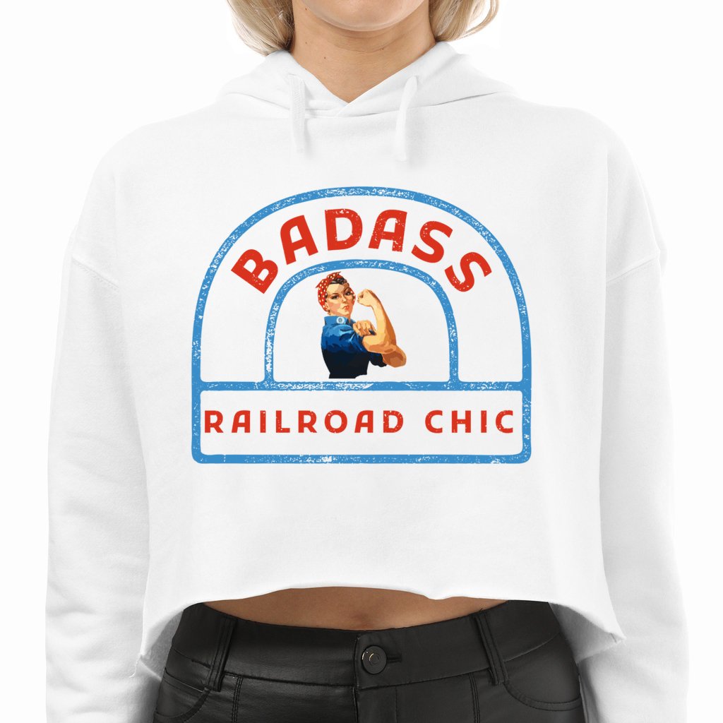 Bad Ass Railroad Chic Women's Crop Hoodie - Broken Knuckle Apparel
