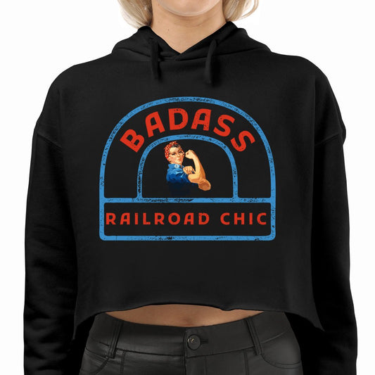 Bad Ass Railroad Chic Women's Crop Hoodie - Broken Knuckle Apparel