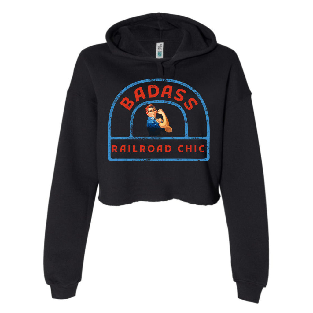 Bad Ass Railroad Chic Women's Crop Hoodie - Broken Knuckle Apparel