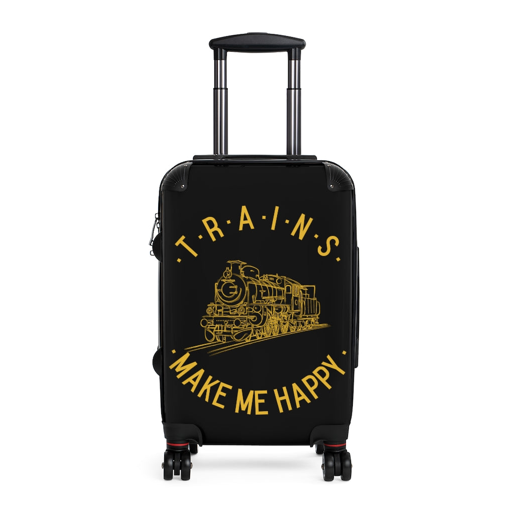 Trains Make Me Happy Cabin Suitcase - Broken Knuckle Apparel