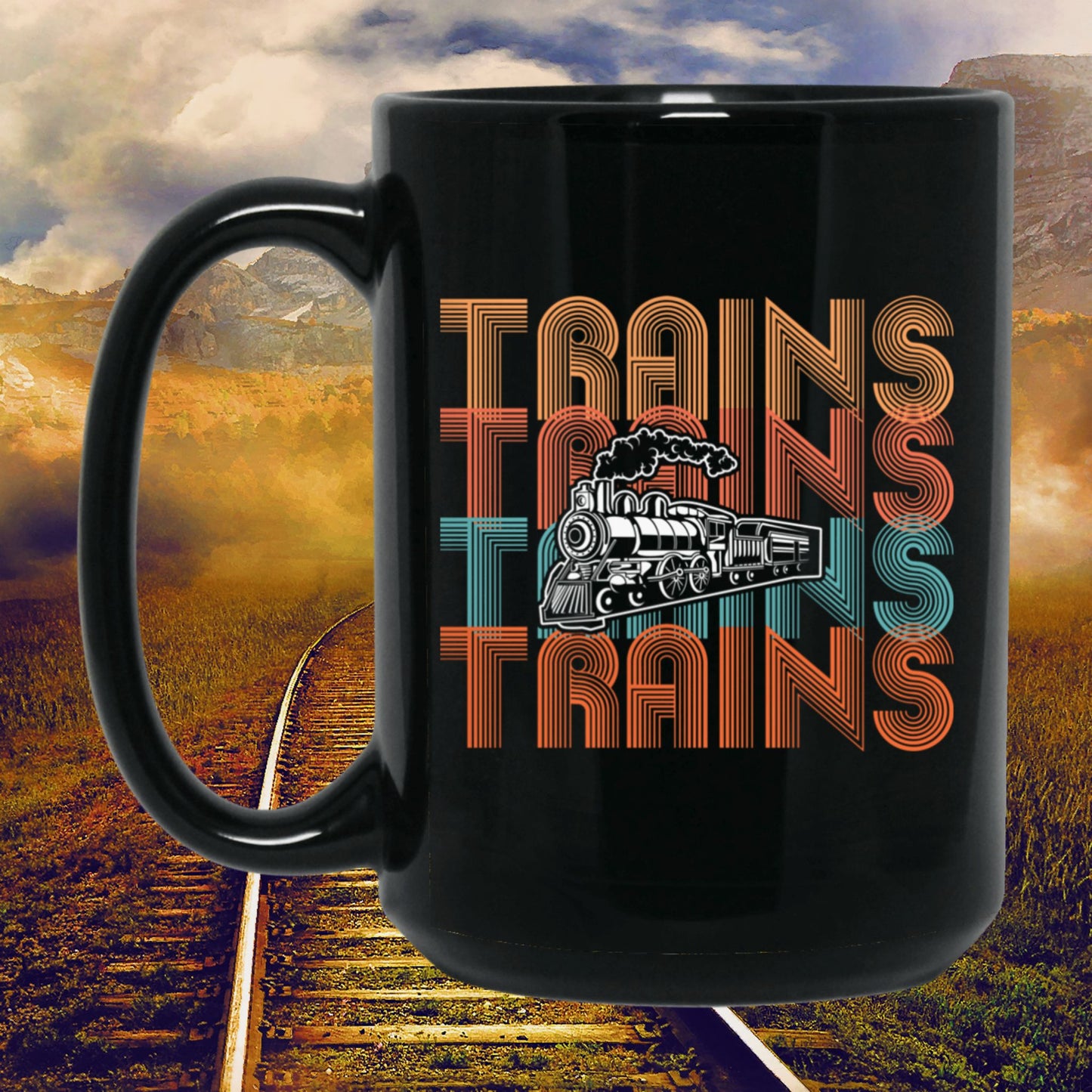 Trains, Trains, Trains 15 oz. Black Mug - Broken Knuckle Apparel