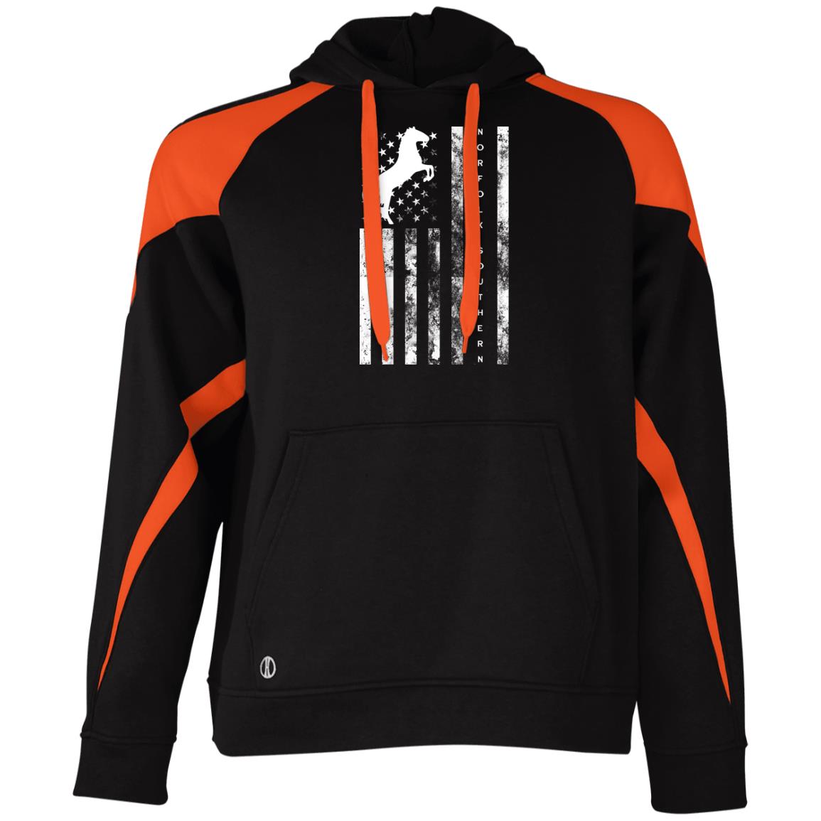 Norfolk Southern American Flag Athletic Colorblock Fleece Hoodie - Broken Knuckle Apparel