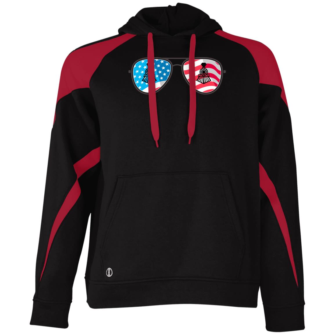 Train American Flag Sunglasses Athletic Colorblock Fleece Hoodie - Broken Knuckle Apparel