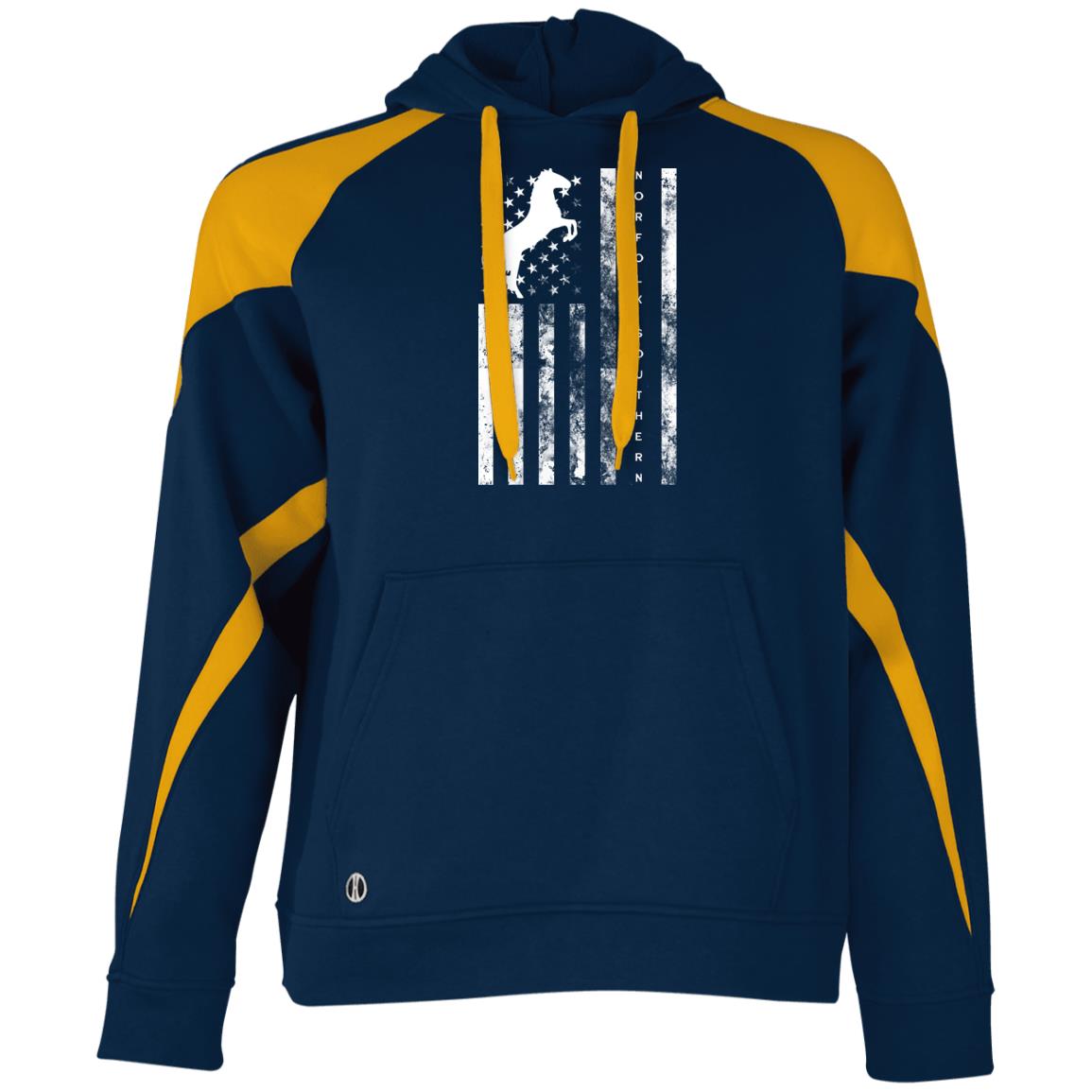 Norfolk Southern American Flag Athletic Colorblock Fleece Hoodie - Broken Knuckle Apparel
