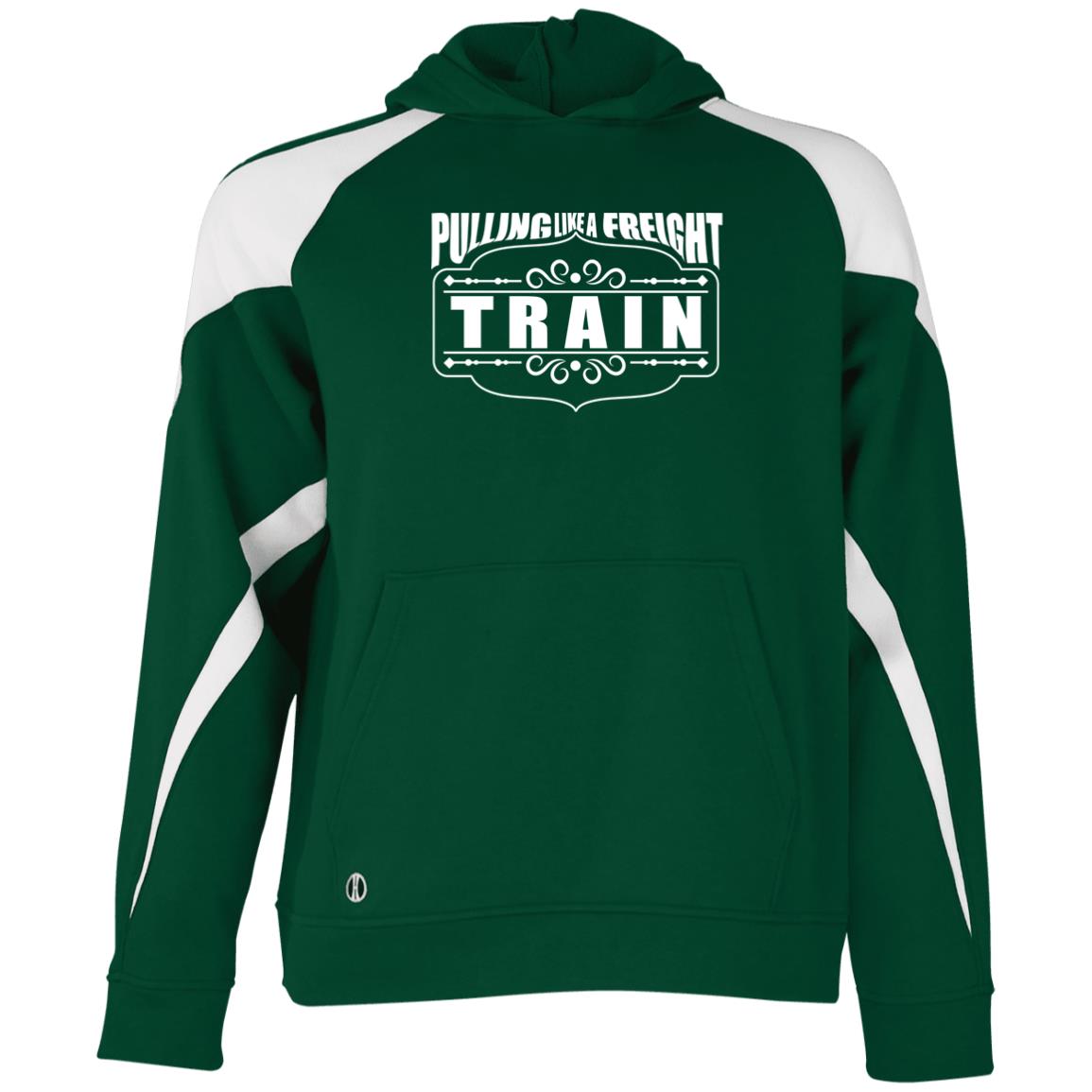 Pulling Like a Freight Train Youth Athletic Colorblock Fleece Hoodie - Broken Knuckle Apparel