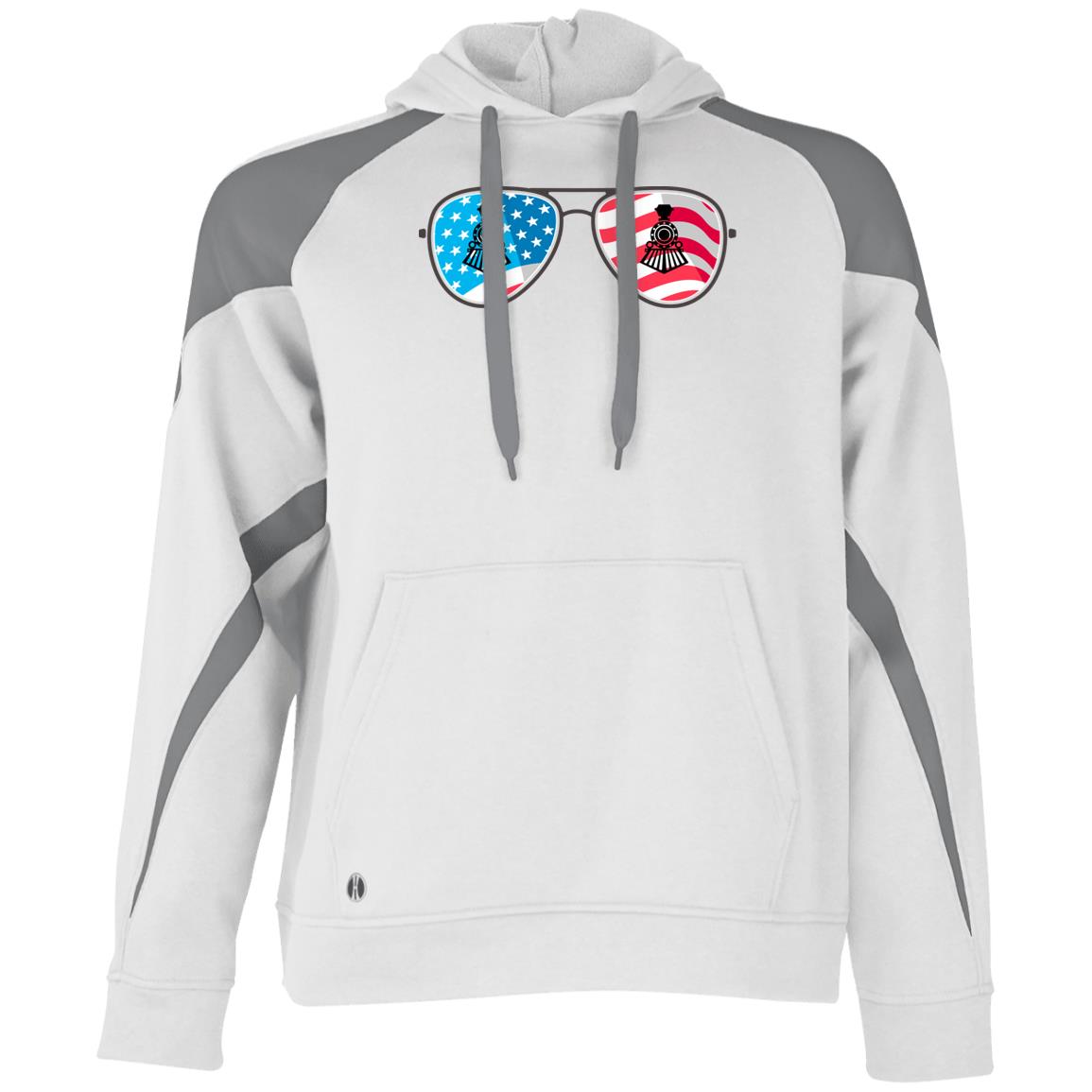 Train American Flag Sunglasses Athletic Colorblock Fleece Hoodie - Broken Knuckle Apparel