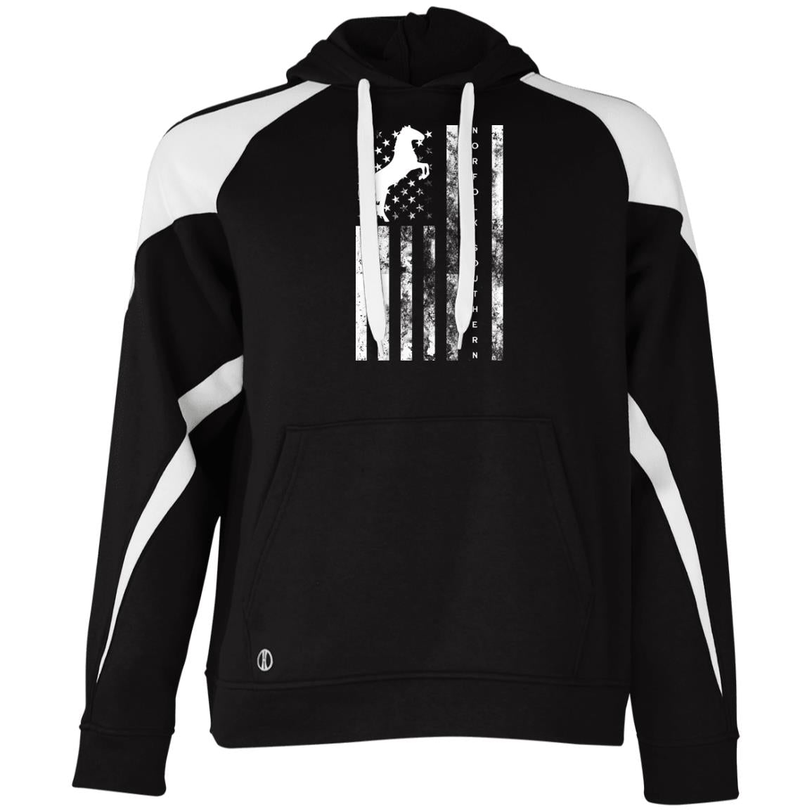 Norfolk Southern American Flag Athletic Colorblock Fleece Hoodie - Broken Knuckle Apparel