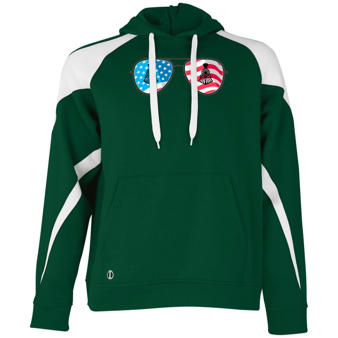 Train American Flag Sunglasses Athletic Colorblock Fleece Hoodie - Broken Knuckle Apparel