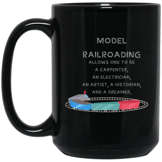 Model Railroading 15 oz. Black Ceramic Mug - Broken Knuckle Apparel