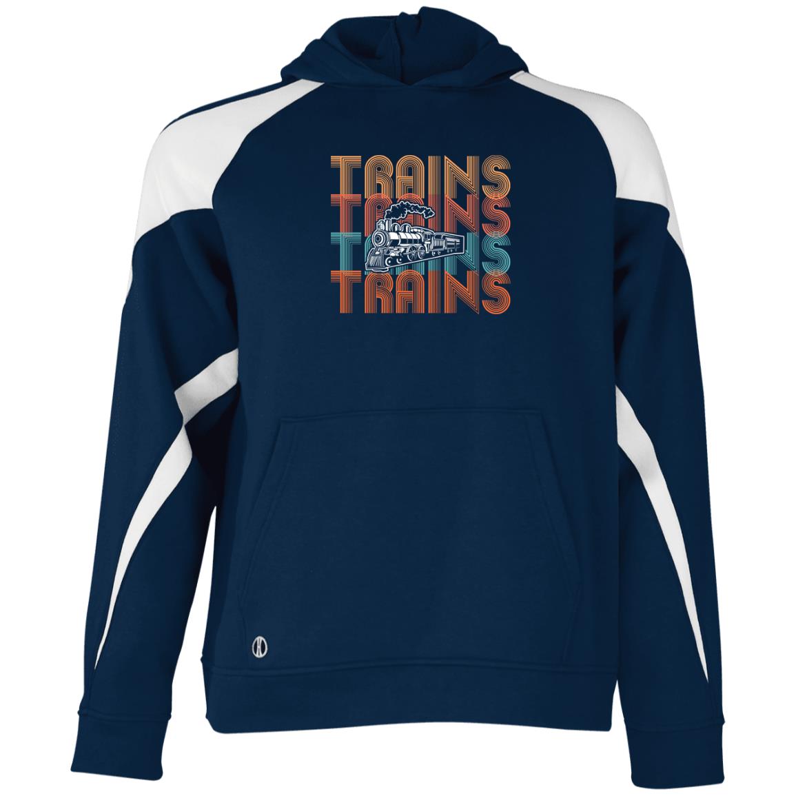 Trains Youth Athletic Colorblock Fleece Hoodie - Broken Knuckle Apparel