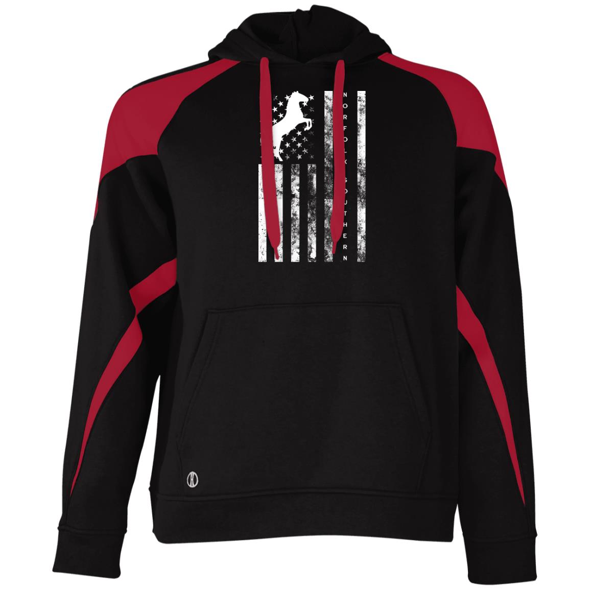 Norfolk Southern American Flag Athletic Colorblock Fleece Hoodie - Broken Knuckle Apparel