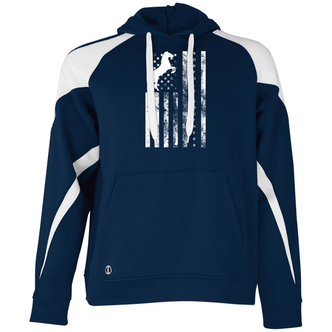 Norfolk Southern American Flag Athletic Colorblock Fleece Hoodie - Broken Knuckle Apparel