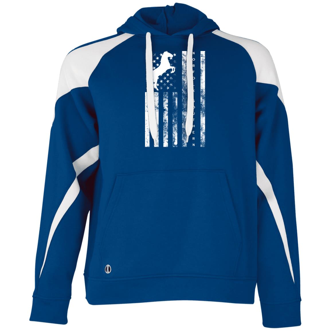 Norfolk Southern American Flag Athletic Colorblock Fleece Hoodie - Broken Knuckle Apparel