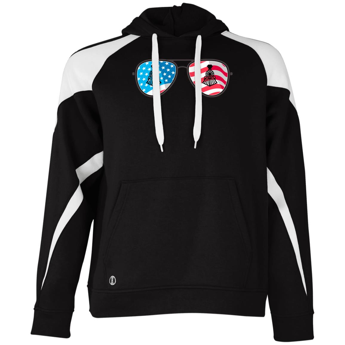 Train American Flag Sunglasses Athletic Colorblock Fleece Hoodie - Broken Knuckle Apparel