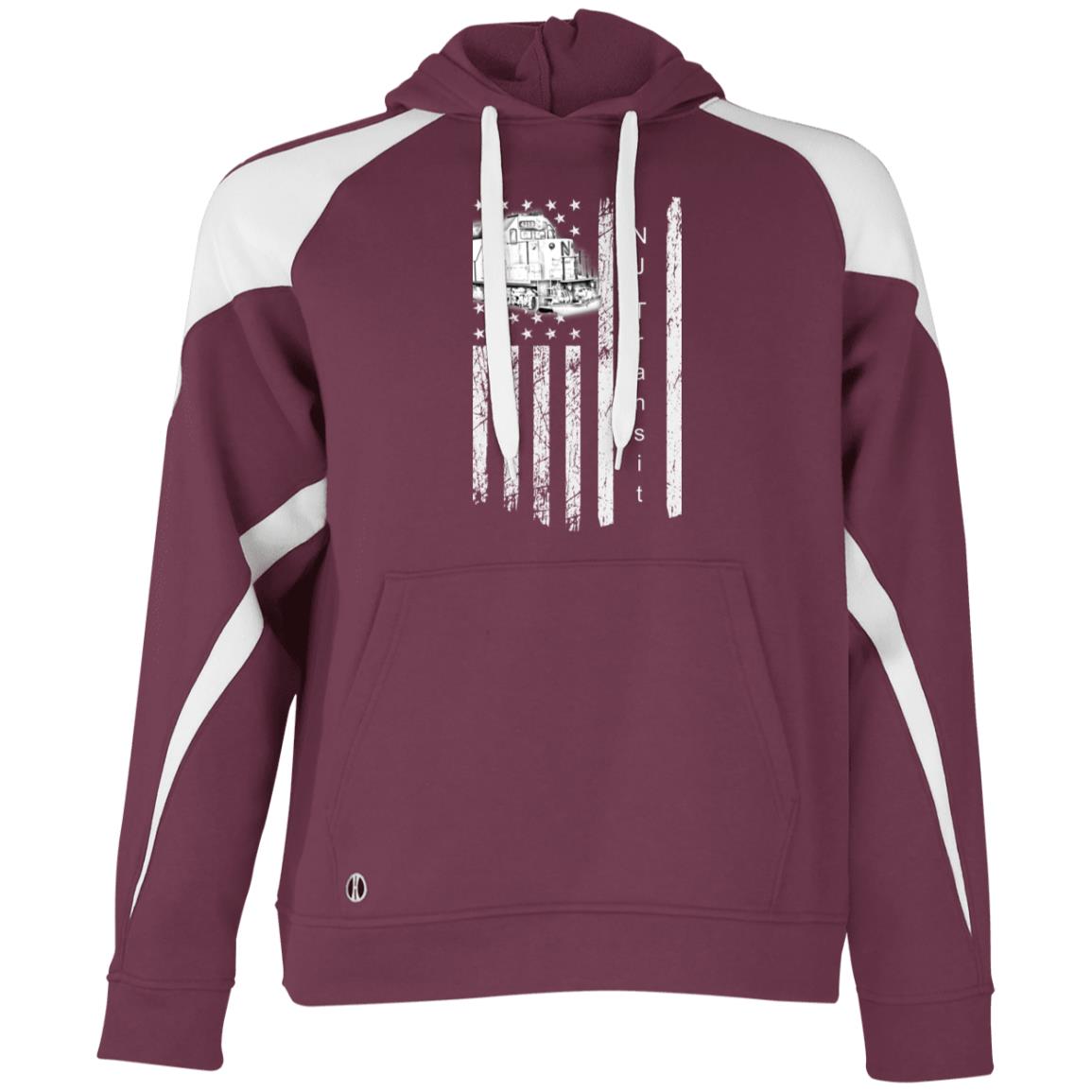 NJ Transit Loco Flag Athletic Colorblock Fleece Hoodie - Broken Knuckle Apparel