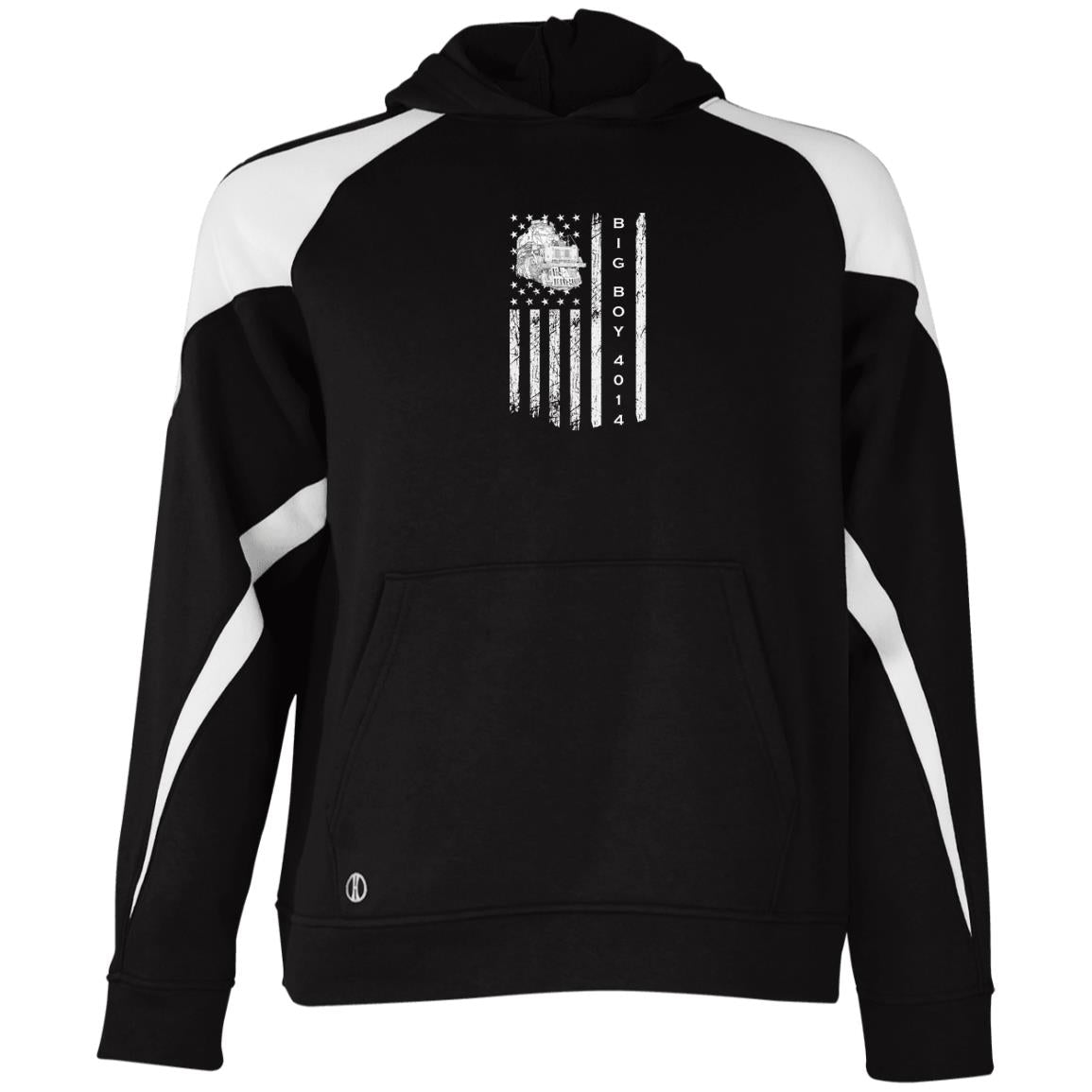 UP Big Boy 4014 American Flag Youth Athletic Colorblock Fleece Hoodie - Broken Knuckle Apparel