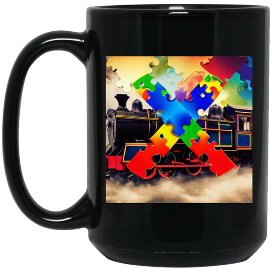 Autism 2023 Steam Locomotive 15 oz. Black Mug