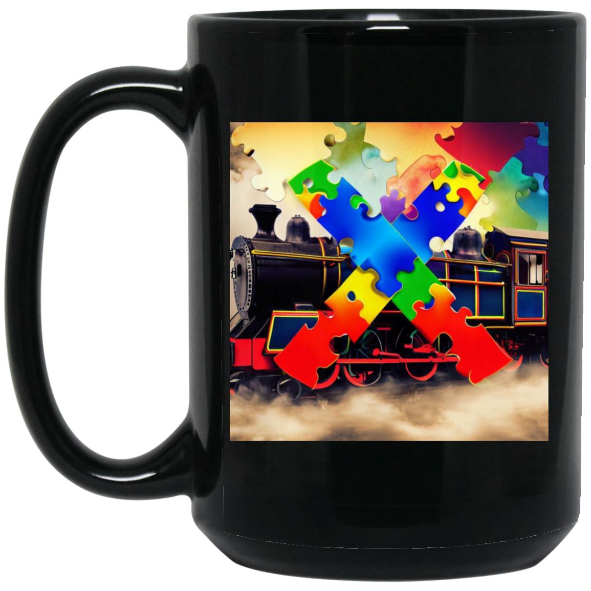 Autism 2023 Steam Locomotive 15 oz. Black Mug
