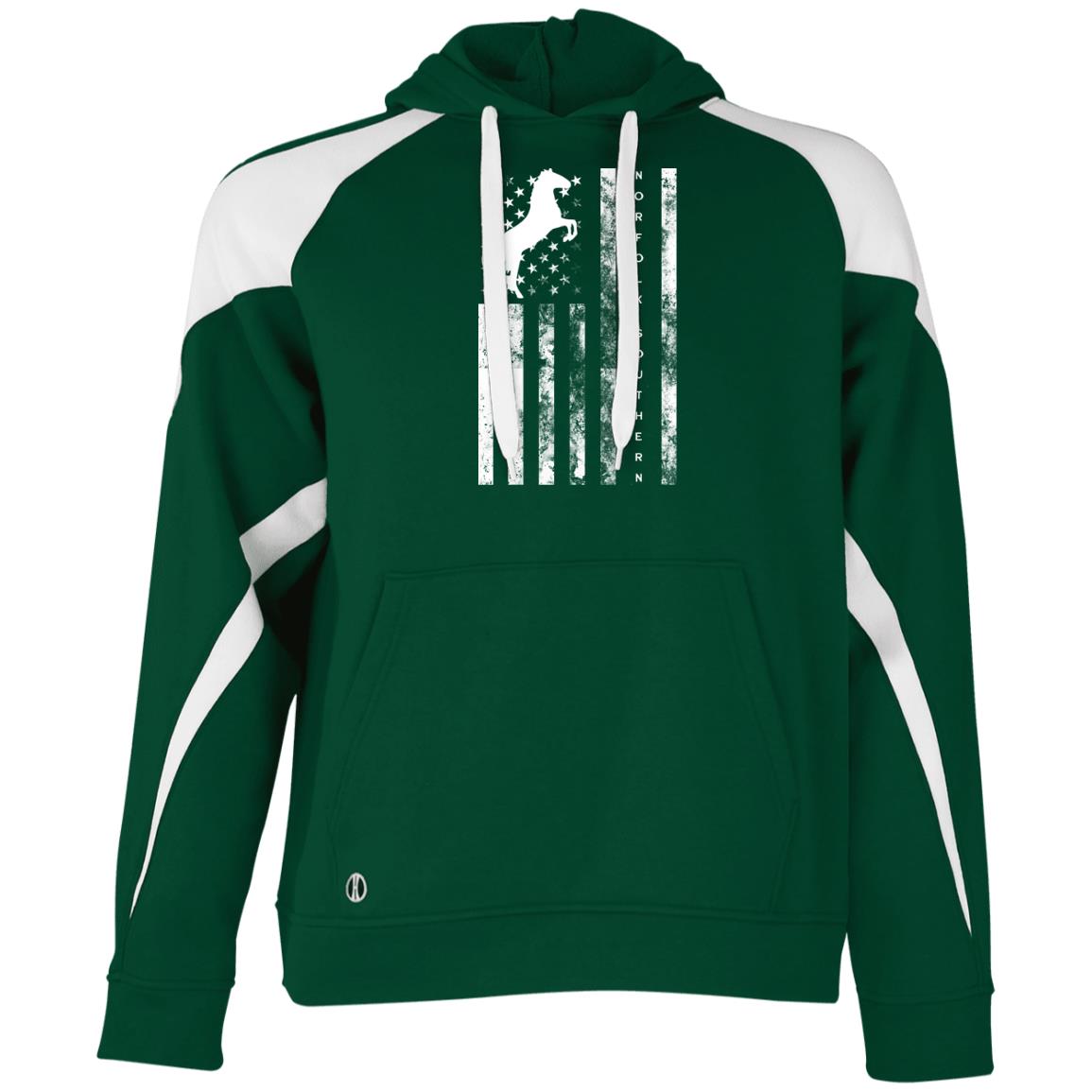 Norfolk Southern American Flag Athletic Colorblock Fleece Hoodie - Broken Knuckle Apparel
