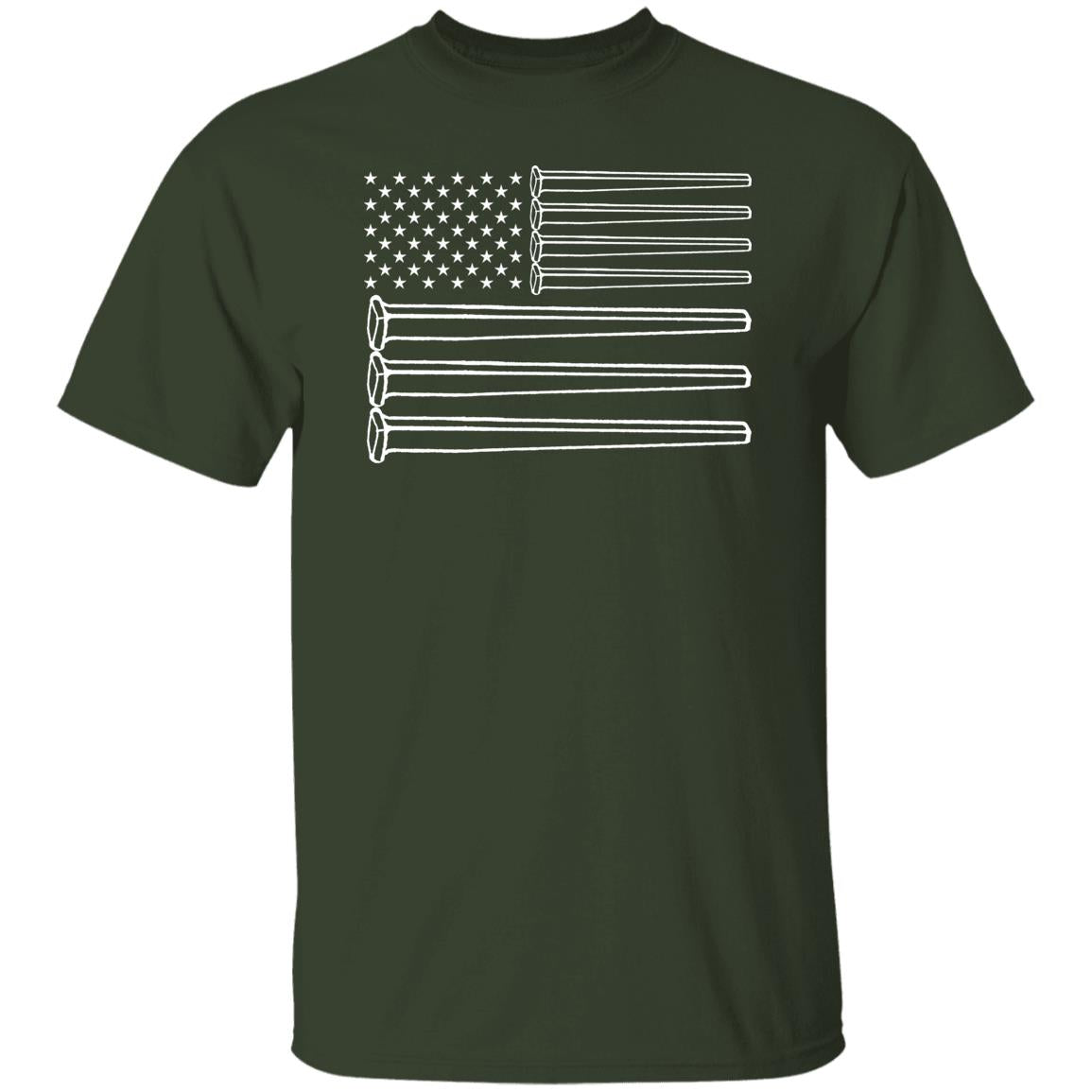 Patriotic Railroad Spike American Flag Heavyweight Classic T-Shirt - Broken Knuckle Apparel