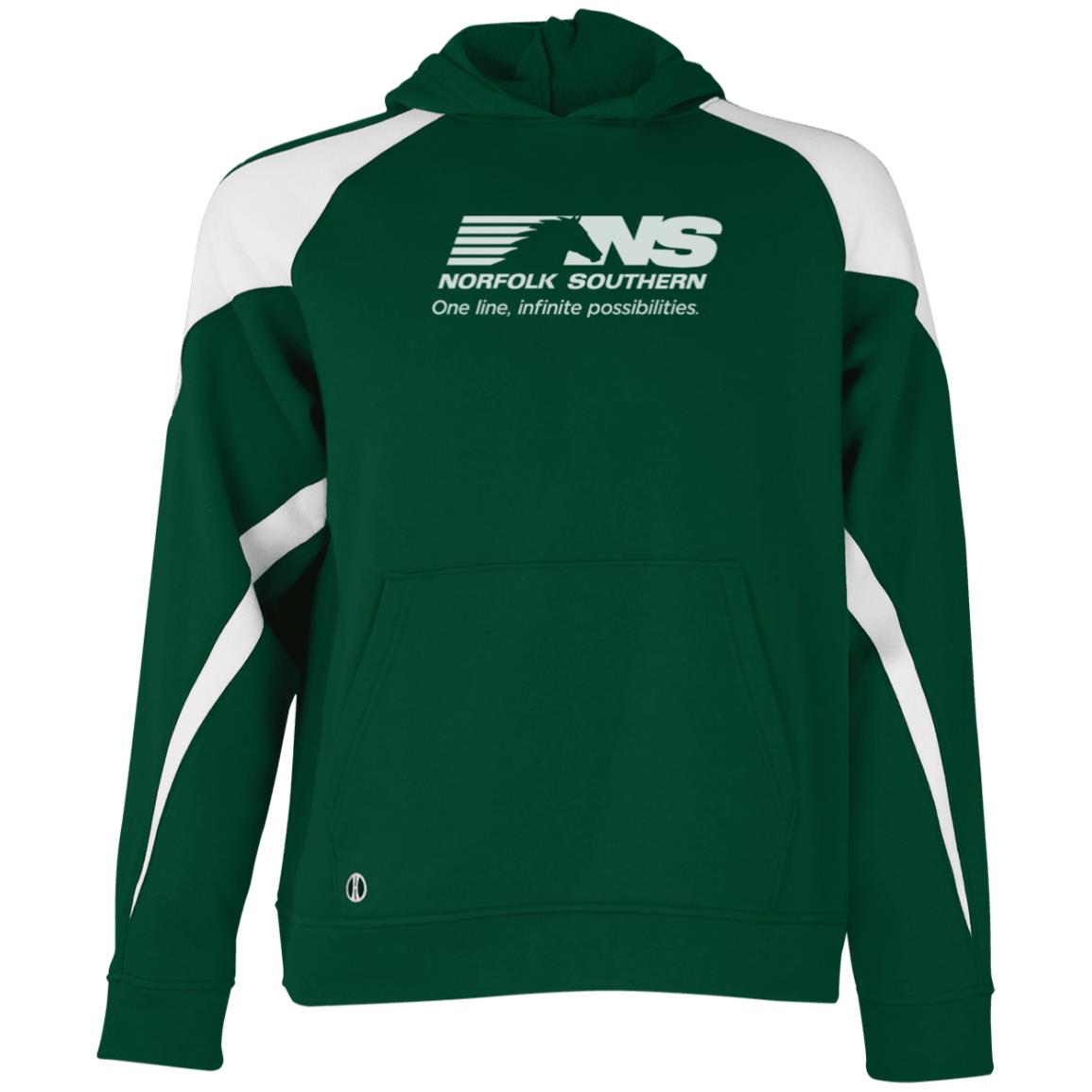 Norfolk Southern One Line Youth Athletic Colorblock Fleece Hoodie - Broken Knuckle Apparel