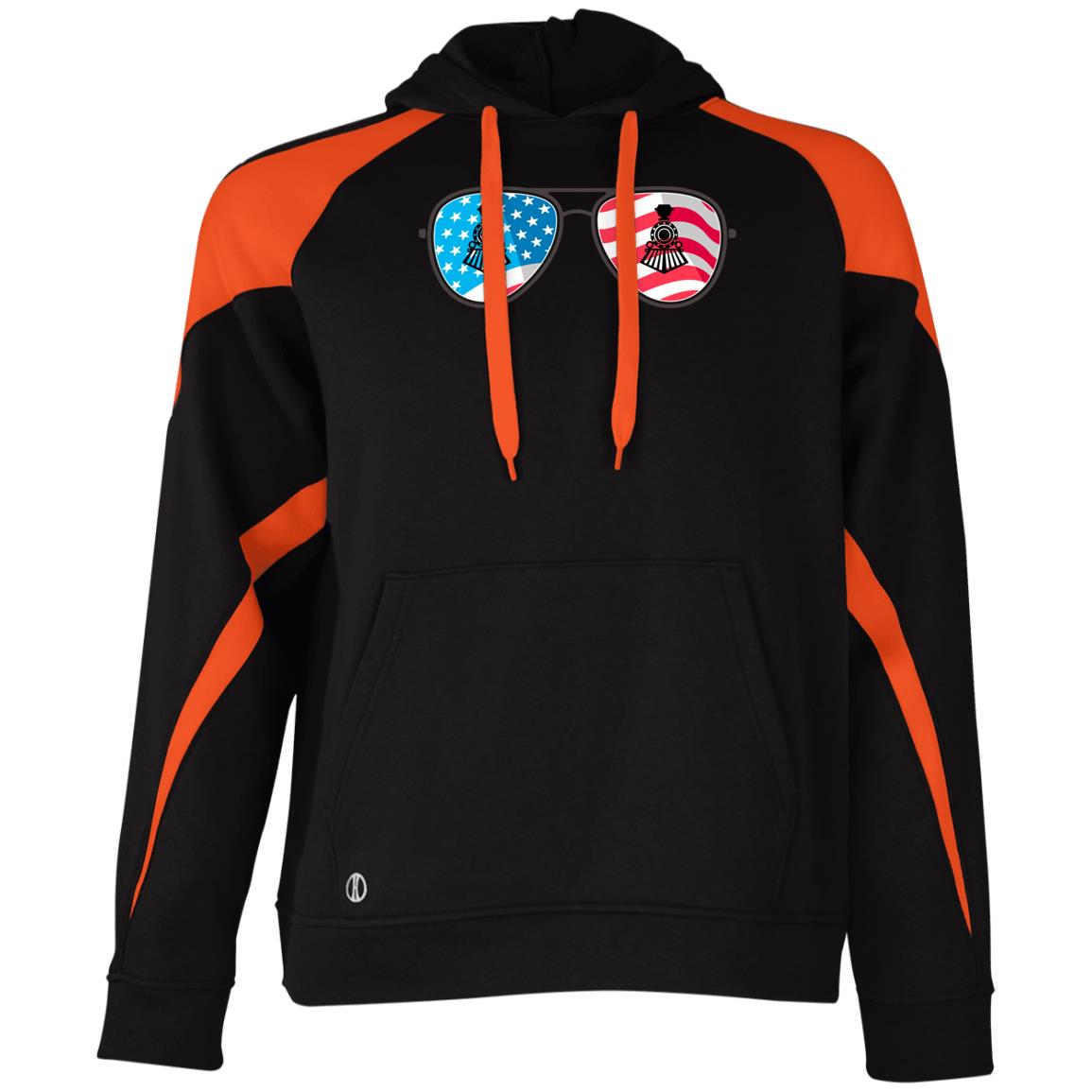 Train American Flag Sunglasses Athletic Colorblock Fleece Hoodie - Broken Knuckle Apparel