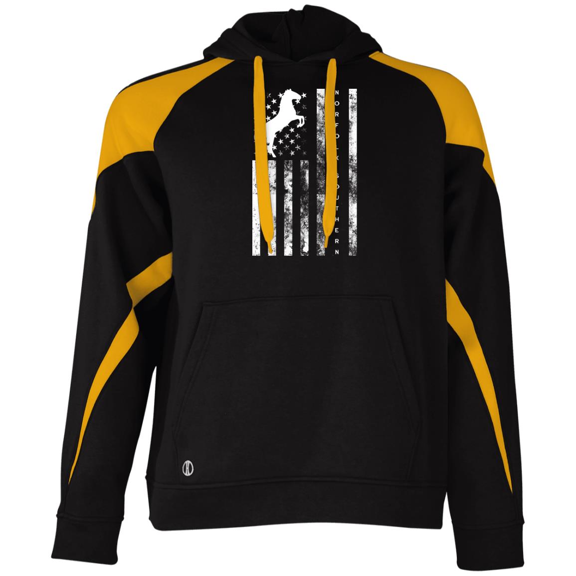 Norfolk Southern American Flag Athletic Colorblock Fleece Hoodie - Broken Knuckle Apparel
