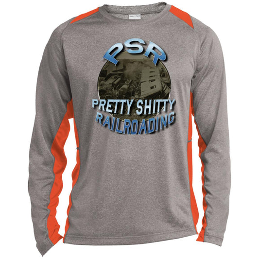 PSR = Pretty Sh*tty Railroading Long Sleeve Heather Colorblock Performance Tee - Broken Knuckle Apparel