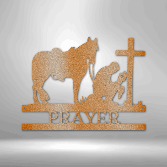Kneeling Cowboy Monogram - Steel Sign - Broken Knuckle Apparel