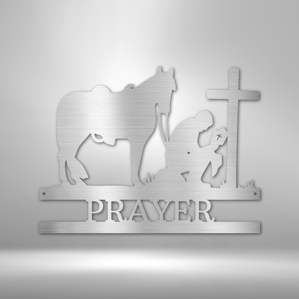 Kneeling Cowboy Monogram - Steel Sign - Broken Knuckle Apparel