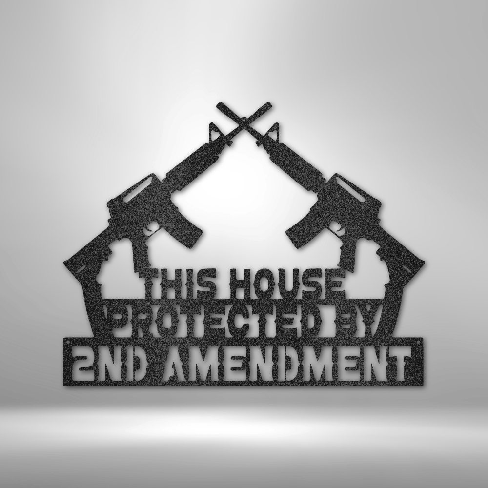 Protected by 2A - Steel Sign - Broken Knuckle Apparel