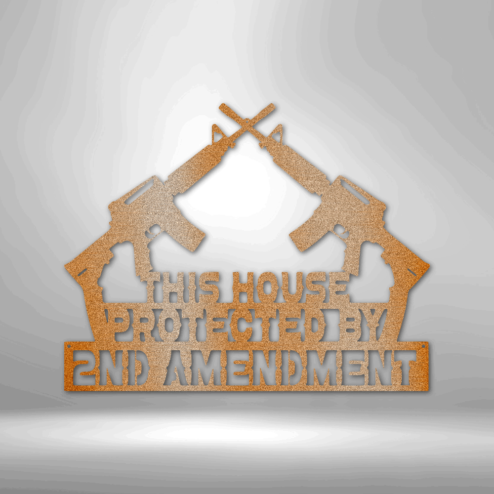 Protected by 2A - Steel Sign - Broken Knuckle Apparel