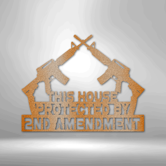 Protected by 2A - Steel Sign - Broken Knuckle Apparel