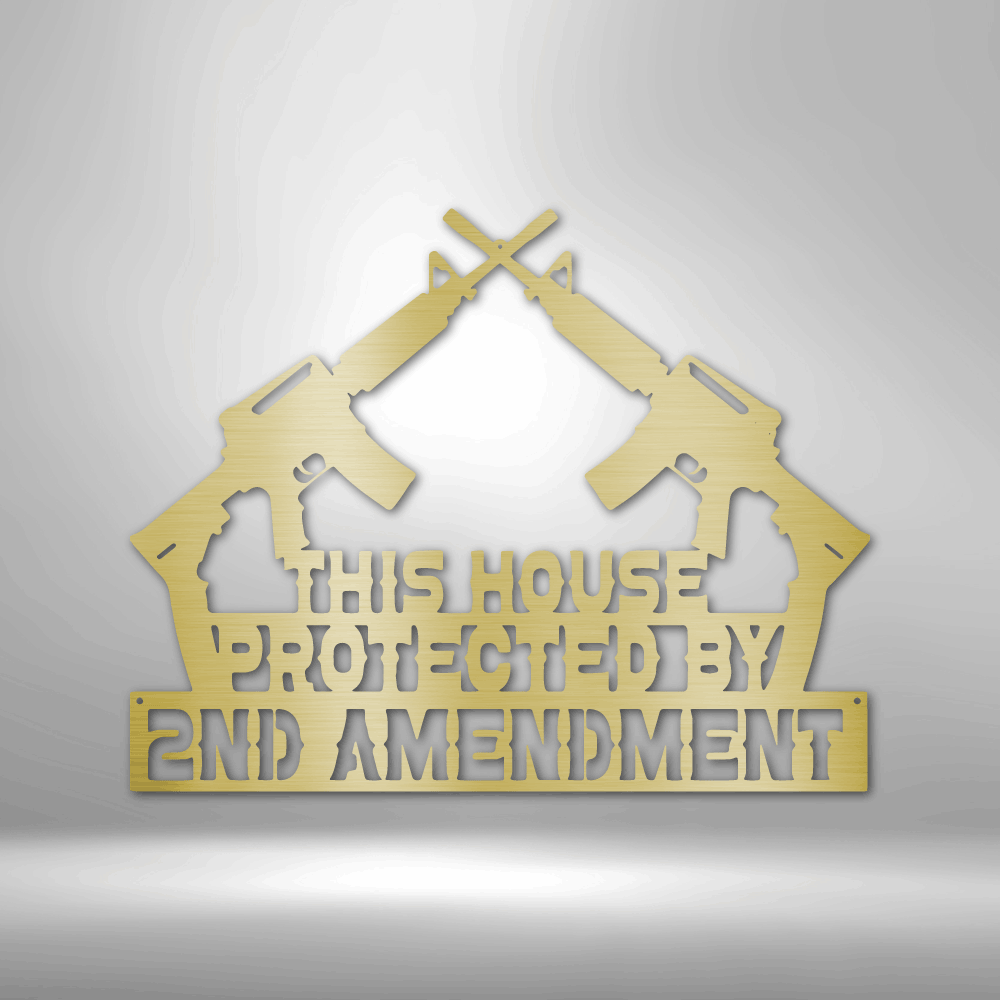 Protected by 2A - Steel Sign - Broken Knuckle Apparel