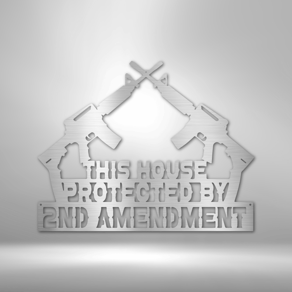 Protected by 2A - Steel Sign - Broken Knuckle Apparel