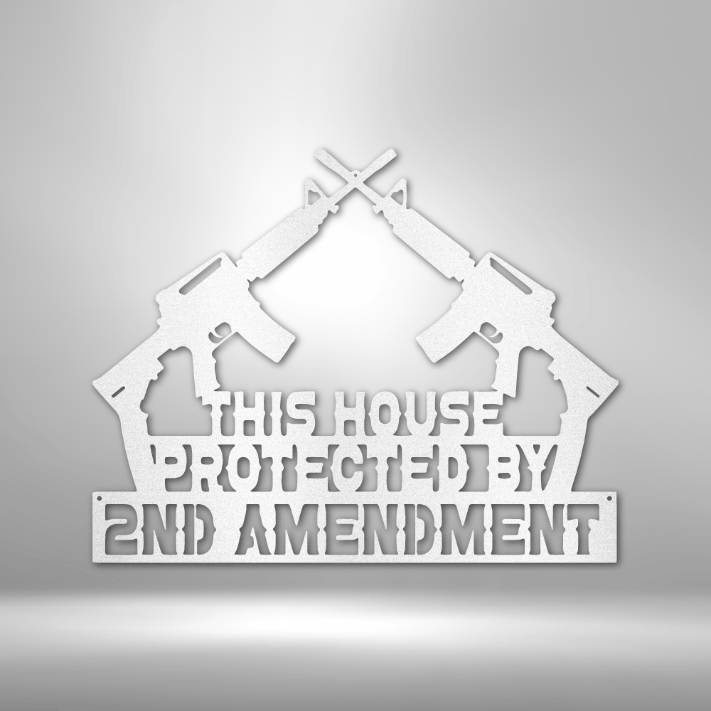 Protected by 2A - Steel Sign - Broken Knuckle Apparel