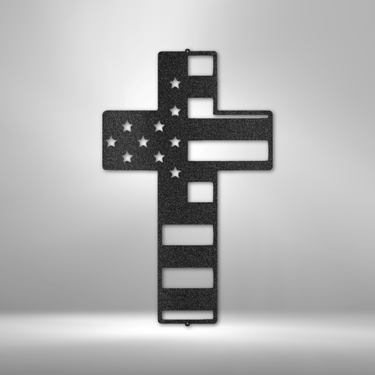 Flag Cross - Steel Sign - Broken Knuckle Apparel