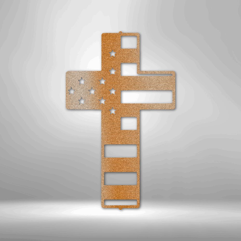 Flag Cross - Steel Sign - Broken Knuckle Apparel