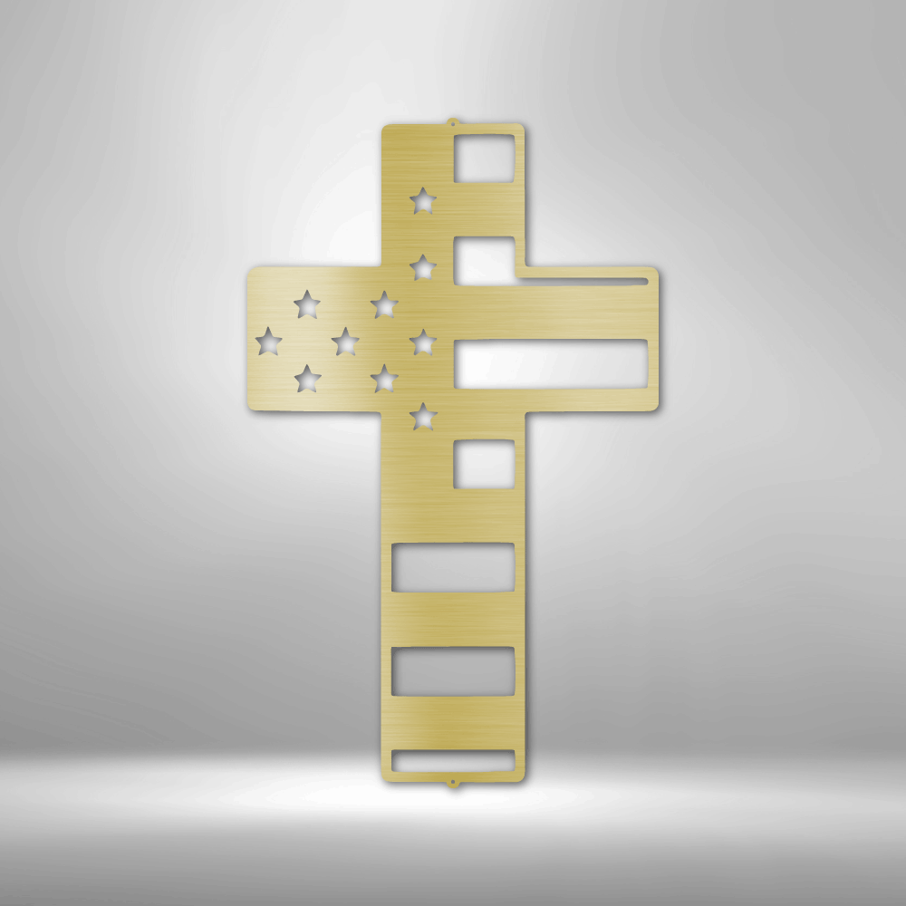 Flag Cross - Steel Sign - Broken Knuckle Apparel