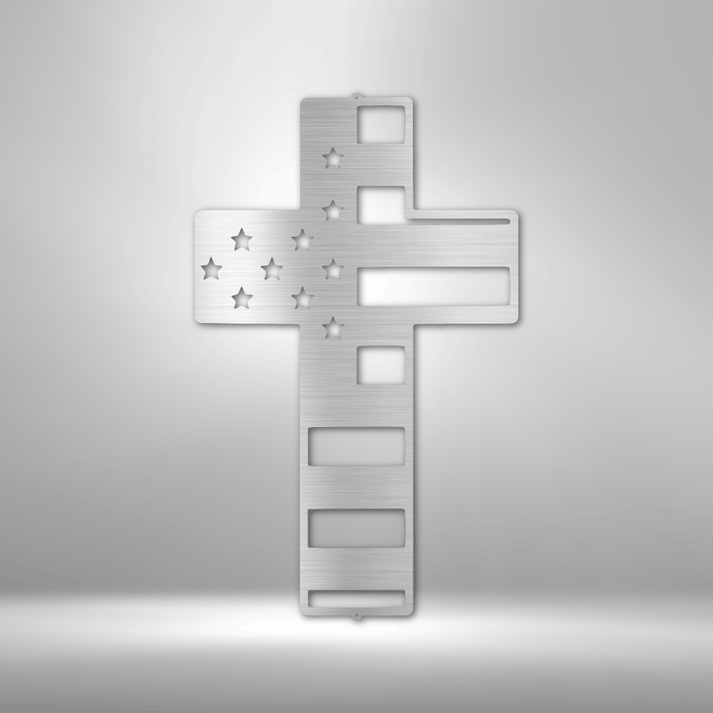 Flag Cross - Steel Sign - Broken Knuckle Apparel