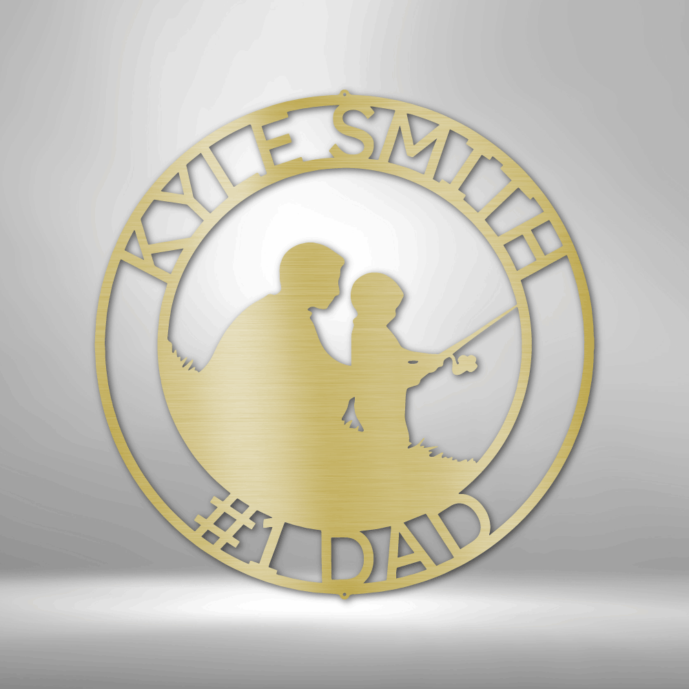 Father and Son Fishing Monogram - Steel Sign - Broken Knuckle Apparel