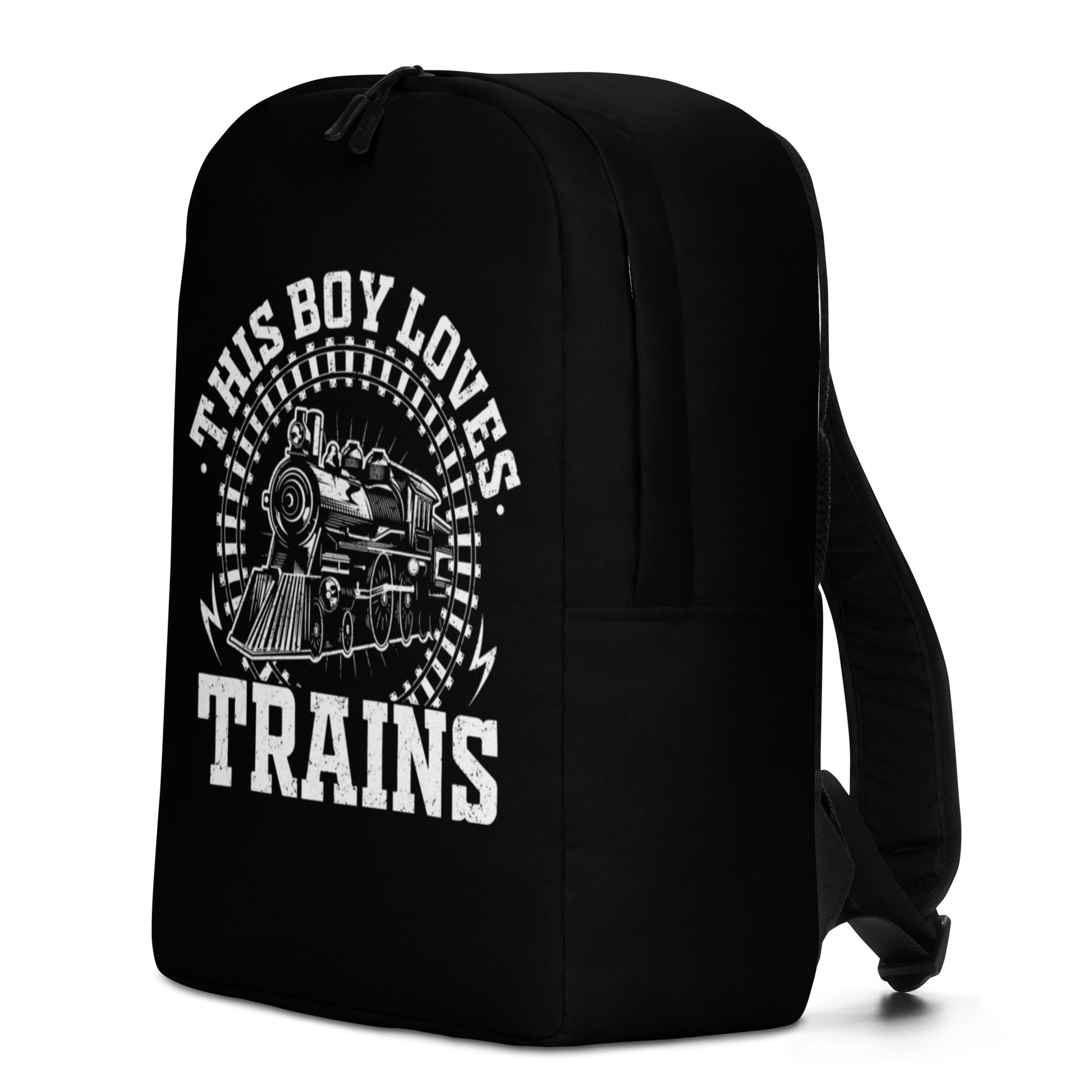 This Boy Loves Trains Minimalist Backpack - Broken Knuckle Apparel